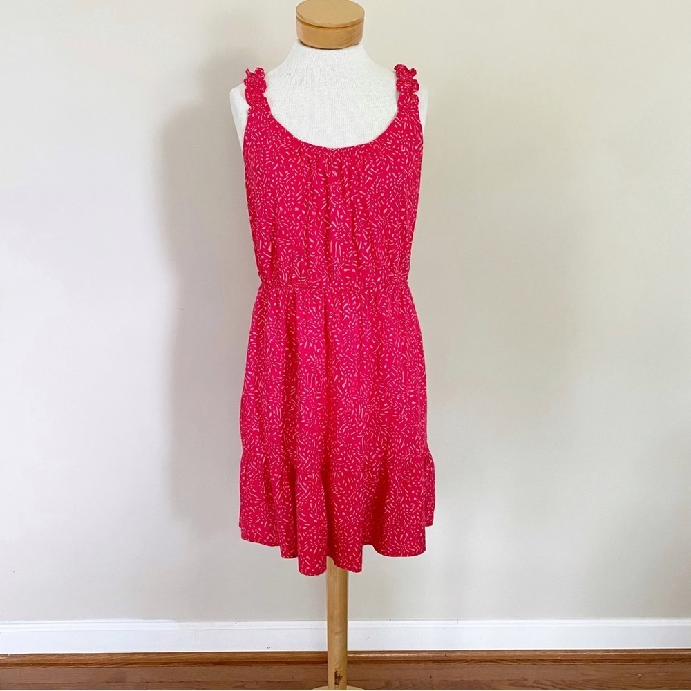 Banana Republic Red Fit Flare Dress M Scoopneck Ruffle Strap Sundress